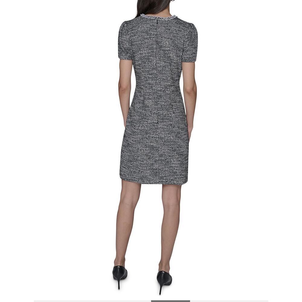 Karl Lagerfeld Paris Knit Tweed A Line Dress - Picture 4 of 9
